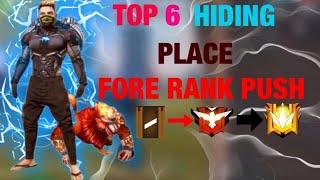 TOP 6- HIDING PLACE FOR RANK PUSH || NO USE GLOOWALL    || GRAND MASTER     #Ngamer007