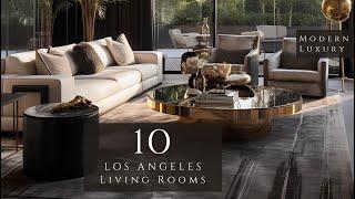 Modern Luxury: Tour of 10 Opulent Living Room Designs in Los Angeles Homes with Dark Dominance