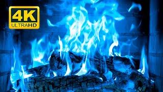  Beautiful BLUE FIREPLACE 4K! Magic Fireplace Burning with blue flames (12 HOURS)