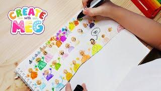 Meg Draws Different People With a Circle Stencil | Kids' Speed Drawing