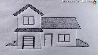 How to draw House Scenery Ghar ka chitra  Pencil Drawing