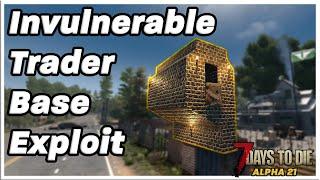 Build an INVINCIBLE AFK horde base at the trader! (7 Days to Die: Alpha 21)