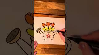 Soft ASMR Coloring Sounds | Tulips & Spring Vibes in a Watering Can
