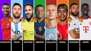 Comparison: Ronaldo vs Messi vs Neymar vs Mbappe vs Haaland vs Yamal vs Benzema vs Mane