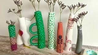 Easy DIY Air Dry Clay Projects AESTHETIC LONG THIN VASES Quirky and Fun