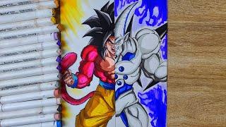 How to Draw Goku Ssj 4 Vs Omega Shenron [ Dragonball ]