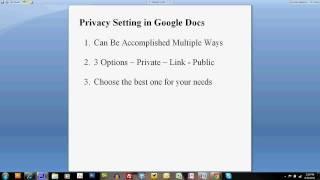 How to Set Document Privacy on Google Docs - Video