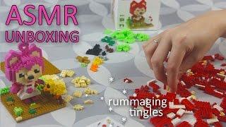 ASMR Unboxing Ali the fox Lego part 1 阿里狐狸 ( soft spoken, Loz blocks, colour sorting, rummaging)