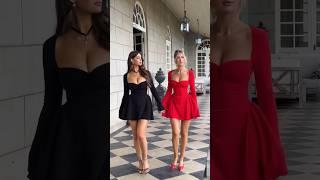 Short dress red & black Trending fashion style Now #fashion #dress #beautiful