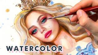 WATERCOLOR TUTORIAL: Realistic Portrait Painting + ARISTRO Watercolor Review! 