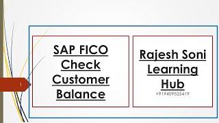 SAP FICO Check Customer Balance