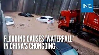 Flooding causes 'waterfall' in China's Chongqing