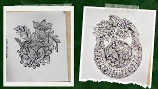 2 Easy floral doodle art|| zentangle pattern|| mandala art