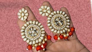 Kundan Stone ഉപയോഗിച്ച് അടിപൊളി കമ്മല്‍ #jewellery #diyjewelry #earrings #kundanstone #diy #trending