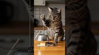 Shocking! The cat sets a trap and waits in silence やばすぎ！猫は罠を仕掛けて静かに待っている #shorts #tabbycat #trap