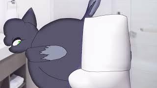 Cat furry fills up the toilet so... (reupload)