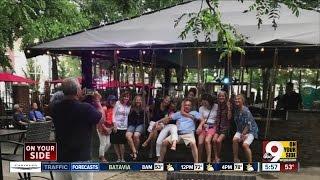 No secret knock required: Treehouse Patio Bar offers swing seats, group drinks