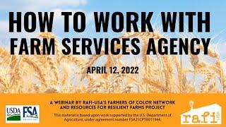 How to Work with Farm Service Agency (FSA)