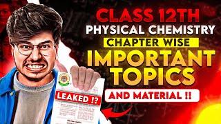 CHAPTERWISE IMPORTANT TOPICS CLASS 12th CHEMISTRY