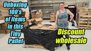 Unboxing 100's of items in this tiny pallet! Check out what we got From Discount wholesale.