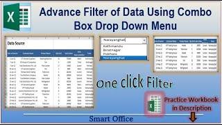 Advance Filter of Data Using Combo Box Drop Down Menu | One Click Data Filter to Another Location