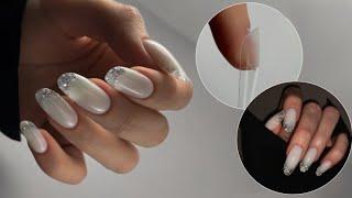  Gel tips / Quick nail extension with tips / Transparent nails