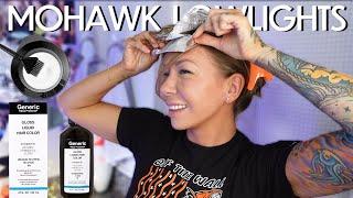 how to do a mohawk section of lowlights + highlights on yourself for blending