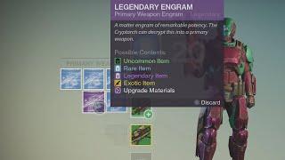 Destiny: Decoding Rare & Legendary Engrams! (Random Weapons)