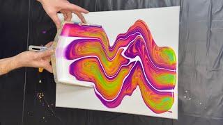 Melting Paint! / Painting With A Dustpan! / Acrylic Pouring Fluid Art!