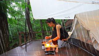 [248] Camping aloine in the heavy rain. | Camping Vlog | Relaxing |