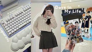 Vlog | Active days  Unboxing the cute white keyboard  Otaku activities of Haikyu Logitech G713