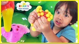 SQUISHY BALLS Mesh Slime and  Learn Colors and Animals name