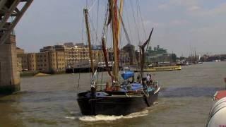 Tower bridge opening. A short Journey on the River Thames.