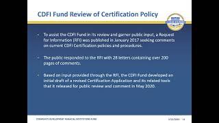 CDFI Certification Application Overview