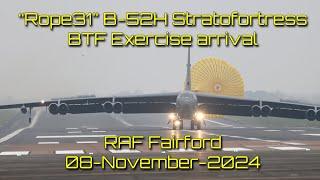 The delayed B52H Stratofortress 'Rope31' arriving at RAF Fairford 08-November-24 #aviation