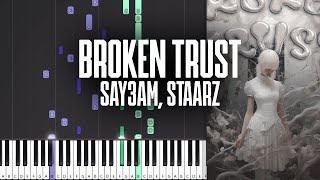 Broken Trust - SAY3AM, Staarz - Piano Tutorial - MIDI