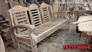 Assemble wooden sofa set 3+1+1 || Teak wood sofa set || Amarjeet furniture 7827130064