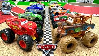 Toy Diecast Monster Truck Racing Tournament | 16 Disney CARS Custom Monster Trucks & Only 1 WINNER!