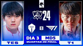 T1 x TES | CoStream Worlds 2024 | Quartas de Final (Dia 3) - Ilha das Lendas