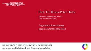 "Argumentationstraining gegen Stammtischparolen" – Klaus-Peter Hufer  (17.12.2019)