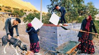 Nomadic life: painting the walls of a nomadic house: repairing the roof of a nomadic couple's house