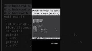 Distance between two points   #78 #coding #ctutorial #c #code  #viral #shorts