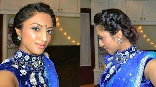 Easy 2 minute twist & rolled updo hairstyle elegant, bohemian indian brown beauty blogger bridal