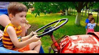 Ride on Giant Tractor Funny Video For Kids Alex TubeFun