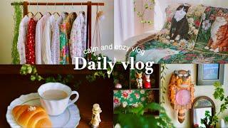 calm & cozy vlog｜vintage clothes shopping, cooking, new blanket, ghibli haul, silent vlog, korea