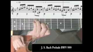 J. S. BACH Prelude in Dm (original Cm) BWV 999 + tutorial with music score