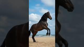 #DreamScreenAI#equestrian#horse#pony#beach#fresian#rearing#funny#reletable#humor#viral#bella#