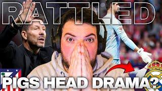 GAME STOPPED  ATLETICO FANS RATTLED! PIGS HEAD DRAMA | Atletico Madrid 1-1 Real Madrid REACTION