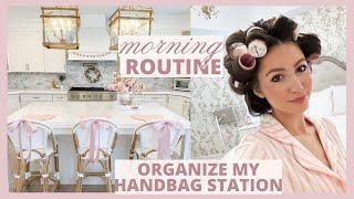 morning routine  girly vlog: makeup routine, pajama try on, organize my purse essentials station!