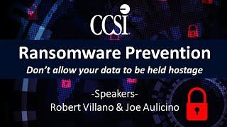 CCSI's Ransomware Prevention Webinar